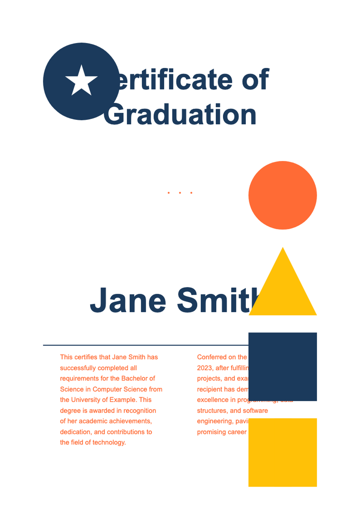 Modern colorful graduation certificate template with geometric accents_variant_2